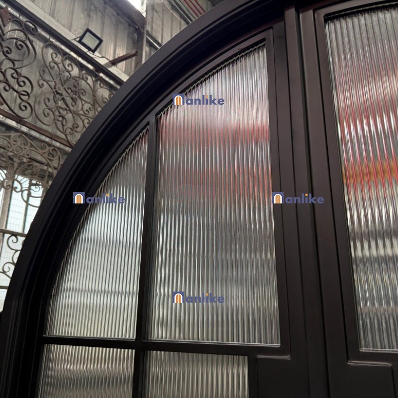 arch glass iron door