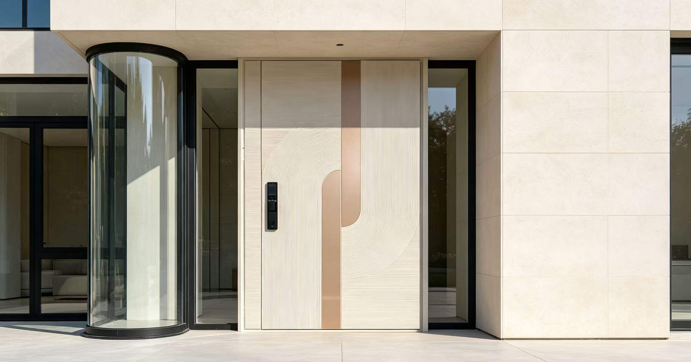 Proyecto real de un cliente estadounidense: Instalación de una puerta de entrada personalizada de aluminio para una villa.